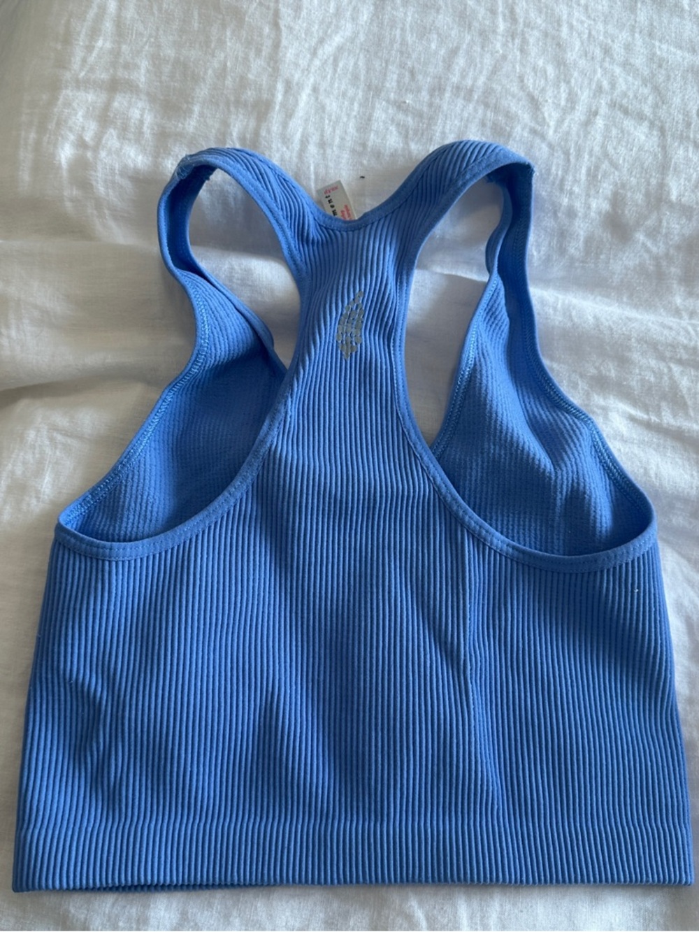 Free People Ribbed Racerback Crop Top in Blue - Picture 2 of 3